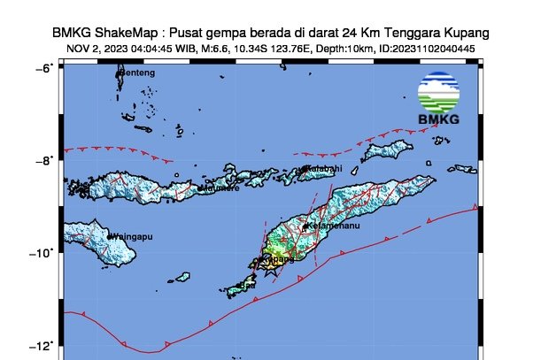 Kupang NTT Diguncang Gempa Magnitudo 6,6